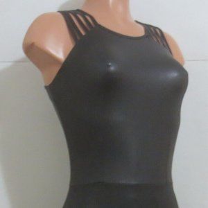 ⭐For Bundles Only⭐ Donna Mizzani Faux Leather Mini Dress Strappy Black XS